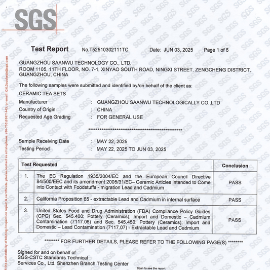 Our Ceramic Tea Set Passes SGS Safety Testing, Compliant with Global Food Contact Standards