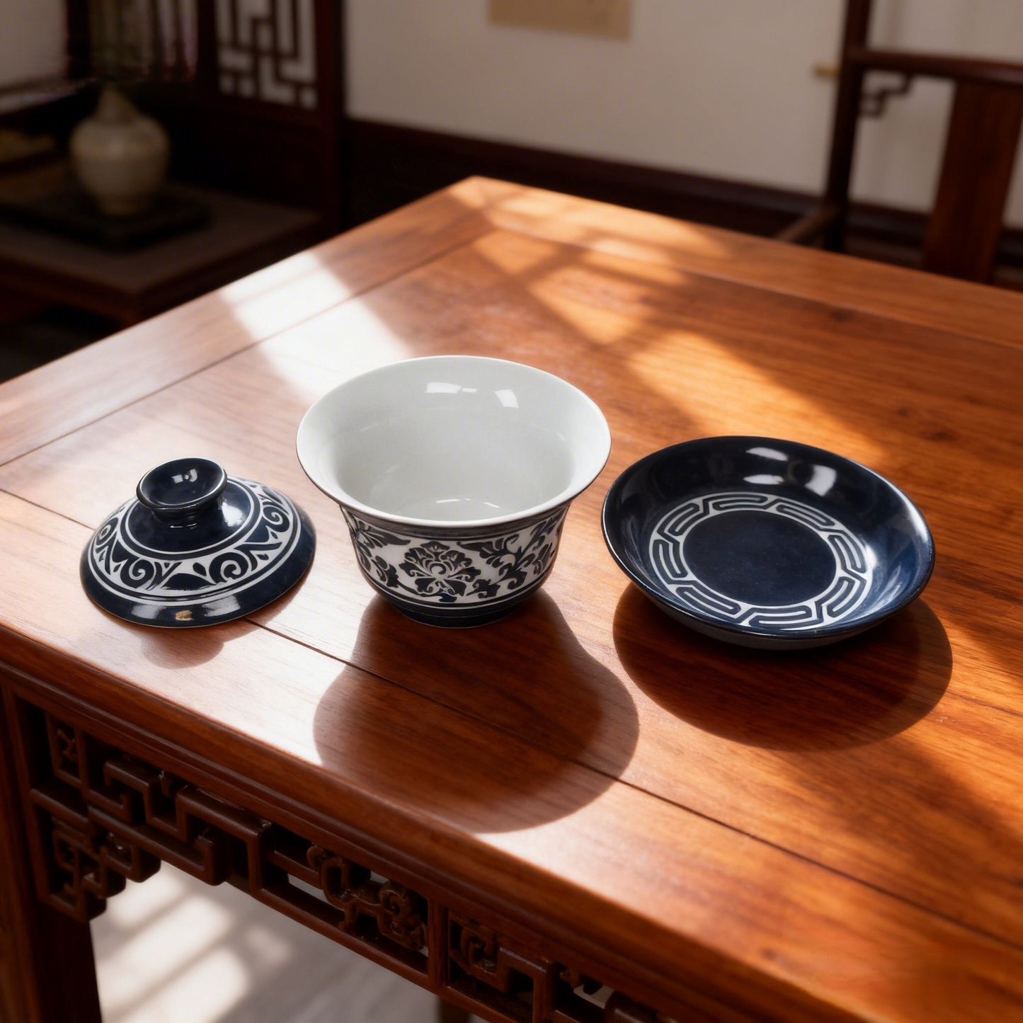 Cizhou Ware Hand-Painted Peony And Lotus Scroll Gaiwan 160ml