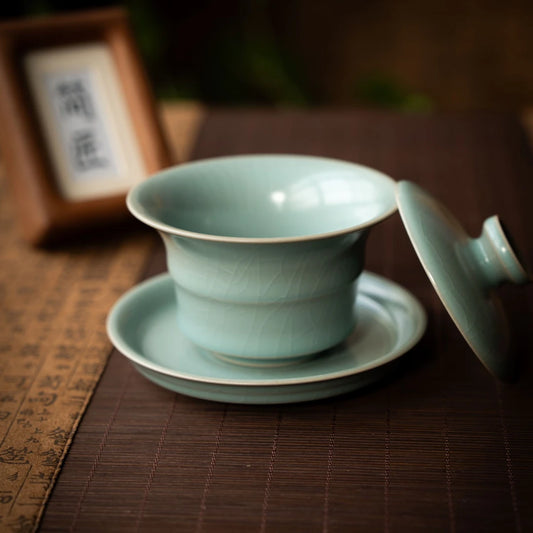 Ru Ware Sky-Green Bamboo-Joint Sancai Gaiwan 180ml