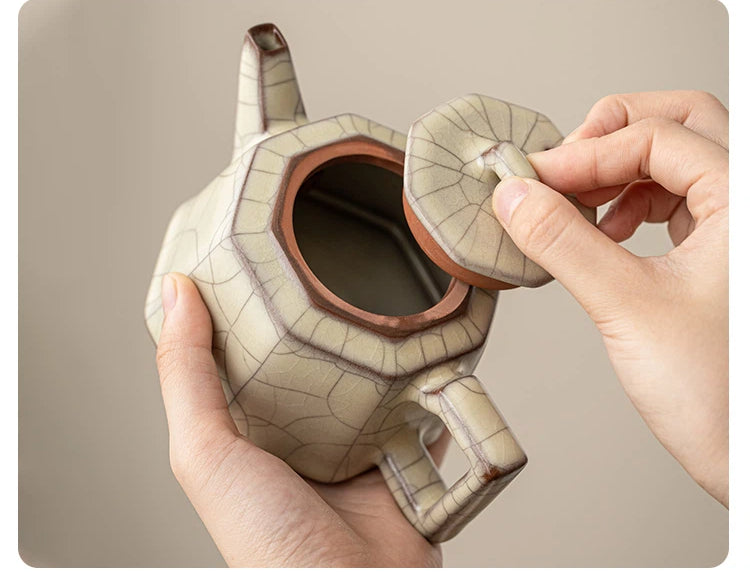 Longquan Celadon Ge Kiln Octagonal Teapot