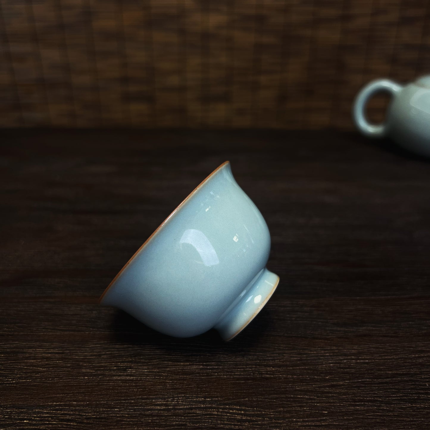 Handcrafted Ru Kiln High-end Tea Cup Sky-blue Size S 60ML