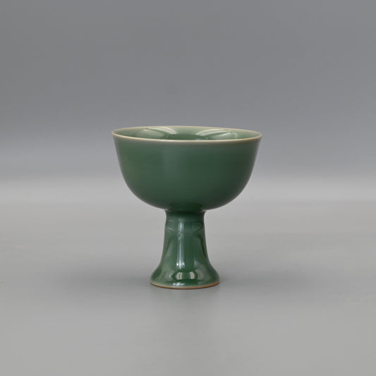 Longquan Celadon Plum Green High-Stem Tea Cup