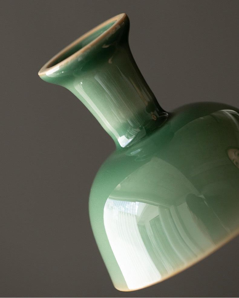 Longquan Celadon Plum Green High-Stem Tea Cup