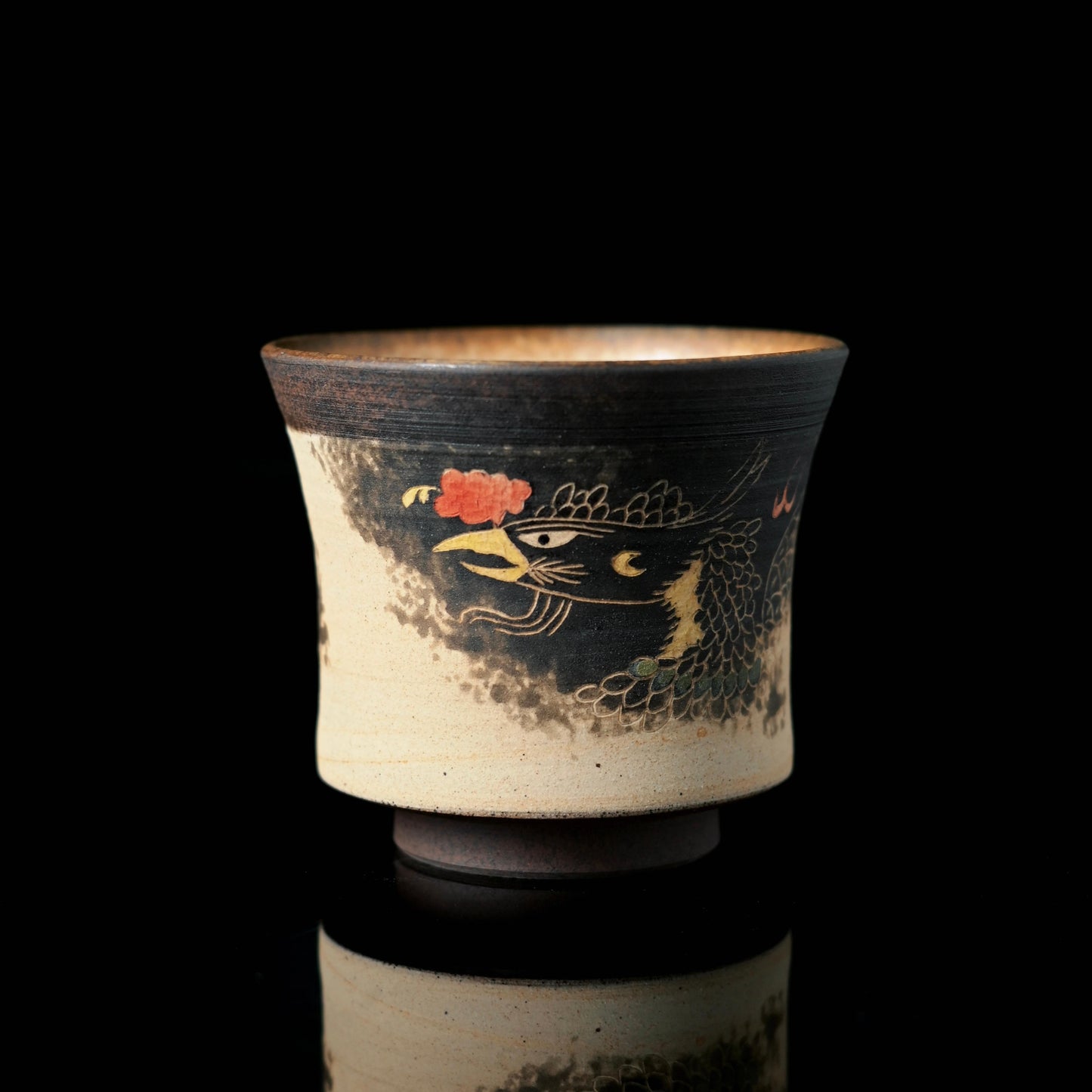 Jingdezhen Phoenix Rising Hand-Painted Clay Press-Hand Teacup