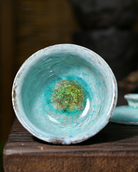 Unique Piece Wood-Fired Soda Kiln Kohiki Blue Gaiwan 100ml