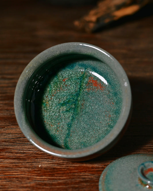 Unique Piece Wood-Fired Soda Kiln Kohiki Green Gaiwan 120ml