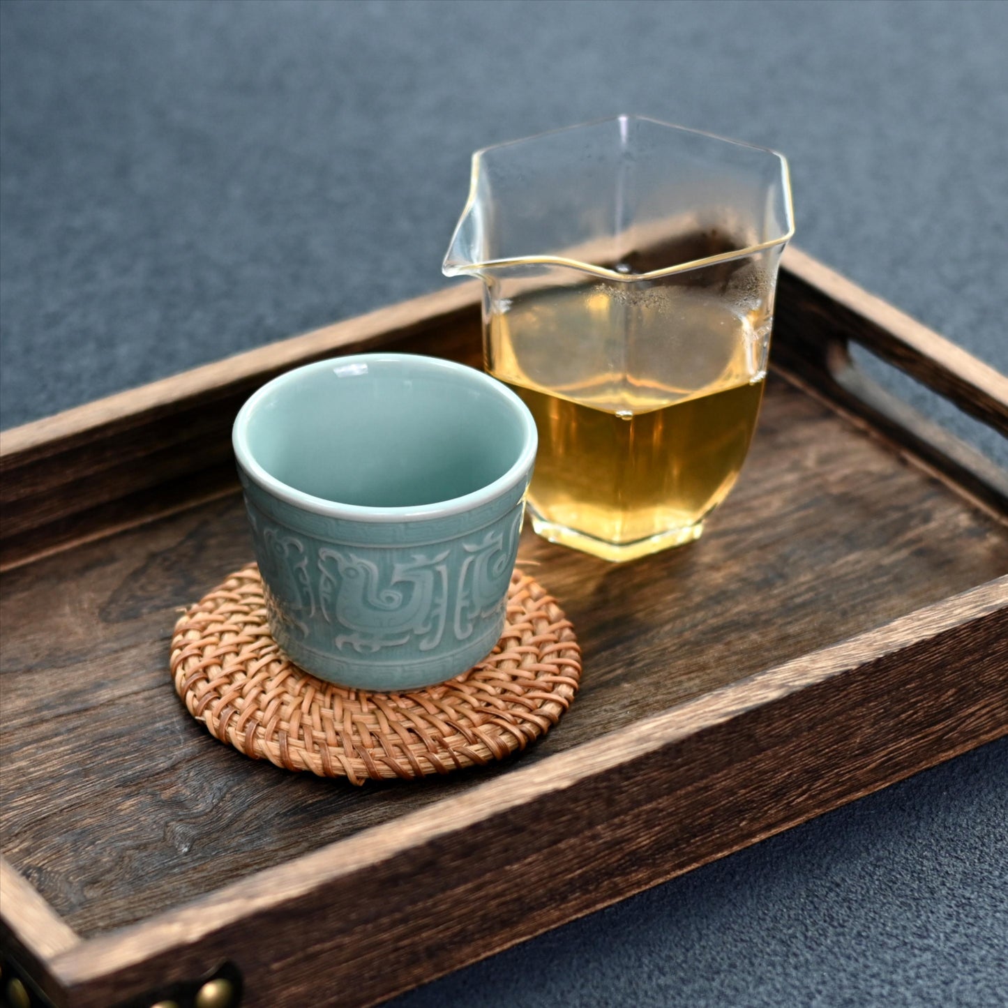 Longquan Celadon Celestial Blue Six-Phoenix Totem Master’s Cup