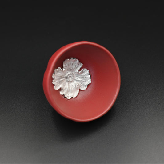 Chinese Style Retro Inlaid Flower Silver-glazed  Teacup