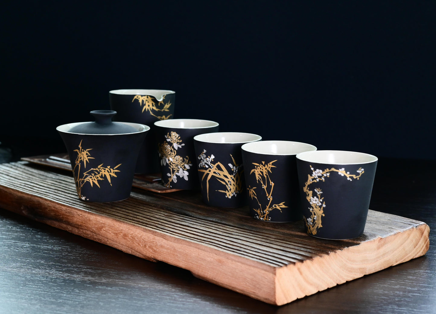 "Four Getlemen" Plants Patterns Matt Glaze Non-refelctive Surface Tea Cup
