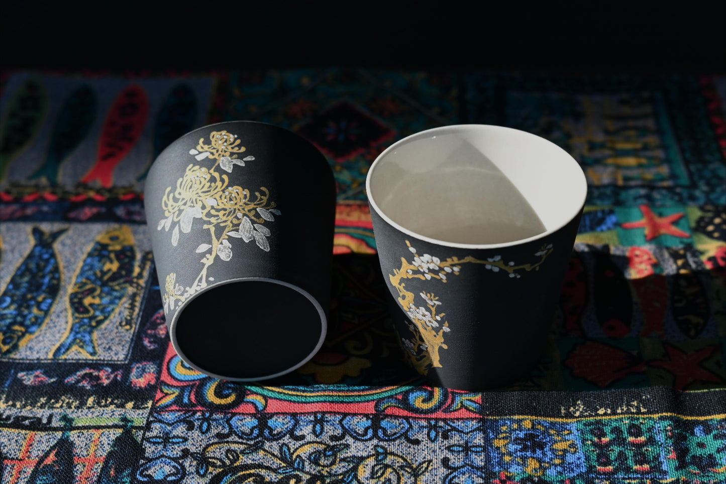 "Four Getlemen" Plants Patterns Matt Glaze Non-refelctive Surface Tea Cup