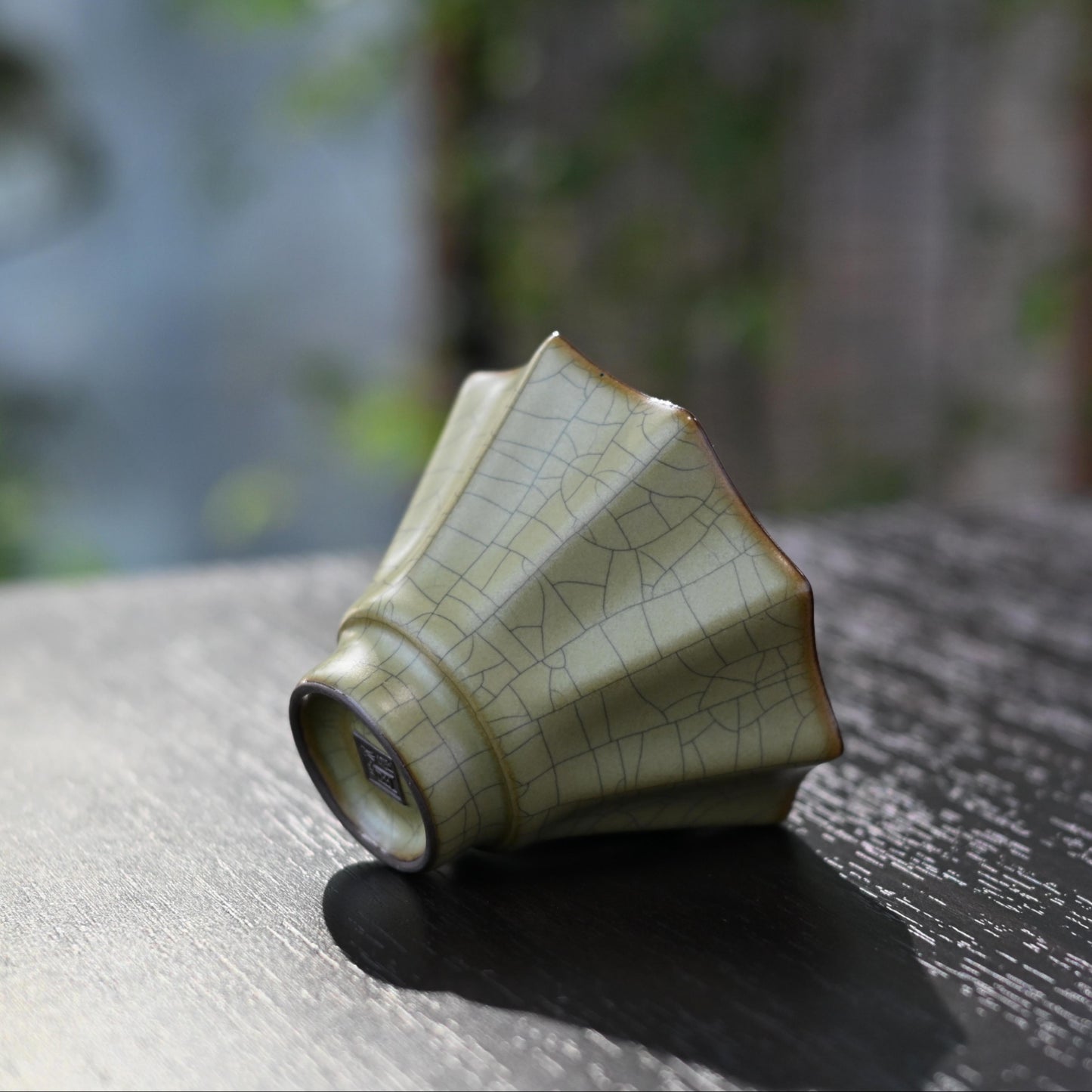 Longquan Celadon – Ge Kiln Enneagon Flower Shape Host Tea Cup
