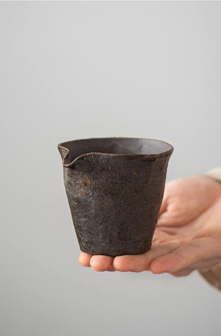 Wabi-Sabi Handcrafted Wood-fired Coarse Clay Side-Handle Teapot / Tea Set