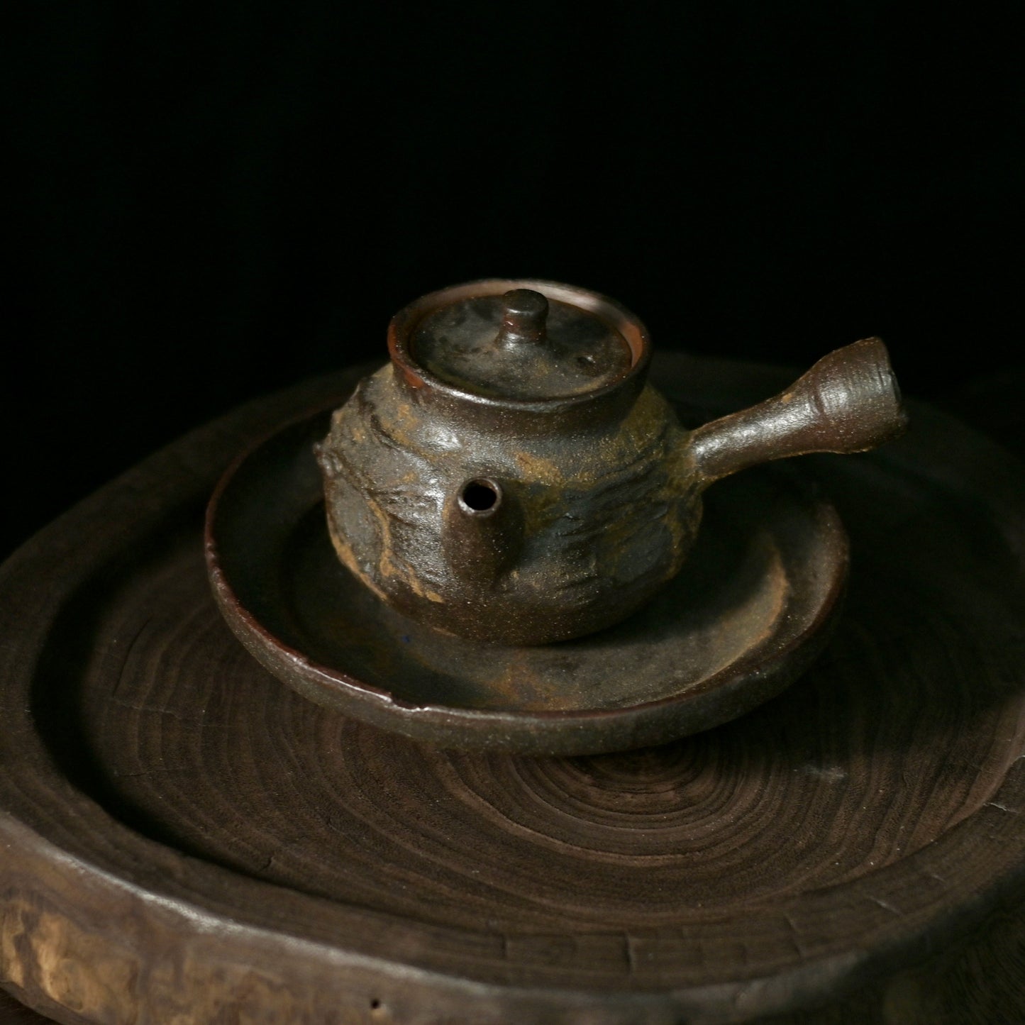 Wabi-Sabi Handcrafted Wood-fired Coarse Clay Side-Handle Teapot / Tea Set