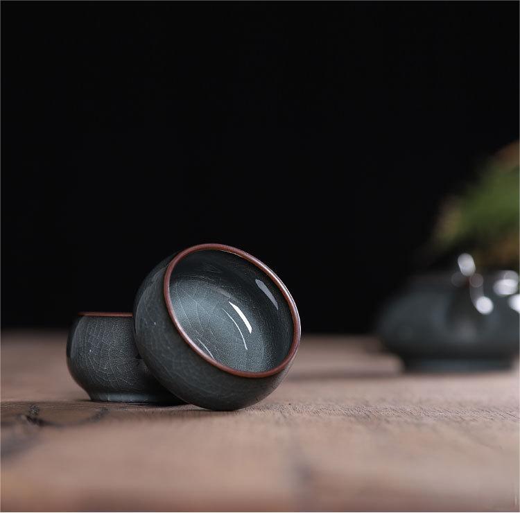 3pcs in 1 Hand-made Ge kiln Celadon  Iron Clay Tea Set