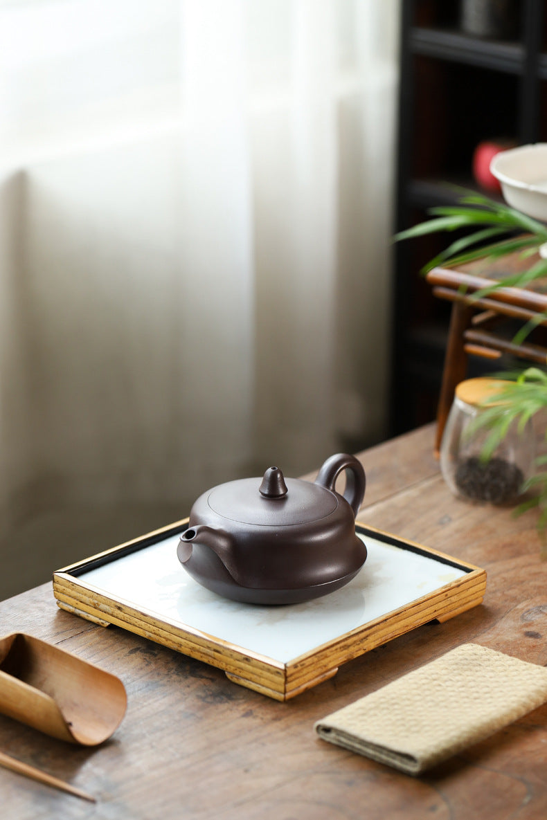 Half-Handmade Purple Clay Teapot Yixing Zisha Pot.
