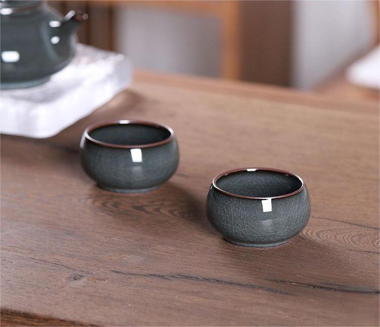 3pcs in 1 Hand-made Ge kiln Celadon  Iron Clay Tea Set