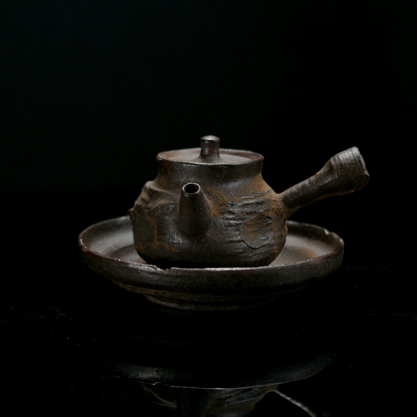 Wabi-Sabi Handcrafted Wood-fired Coarse Clay Side-Handle Teapot / Tea Set