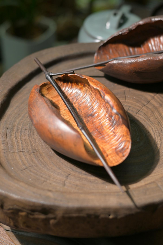 Hand-Carved Wabi-Sabi Irregular Wooden Tea Scoop