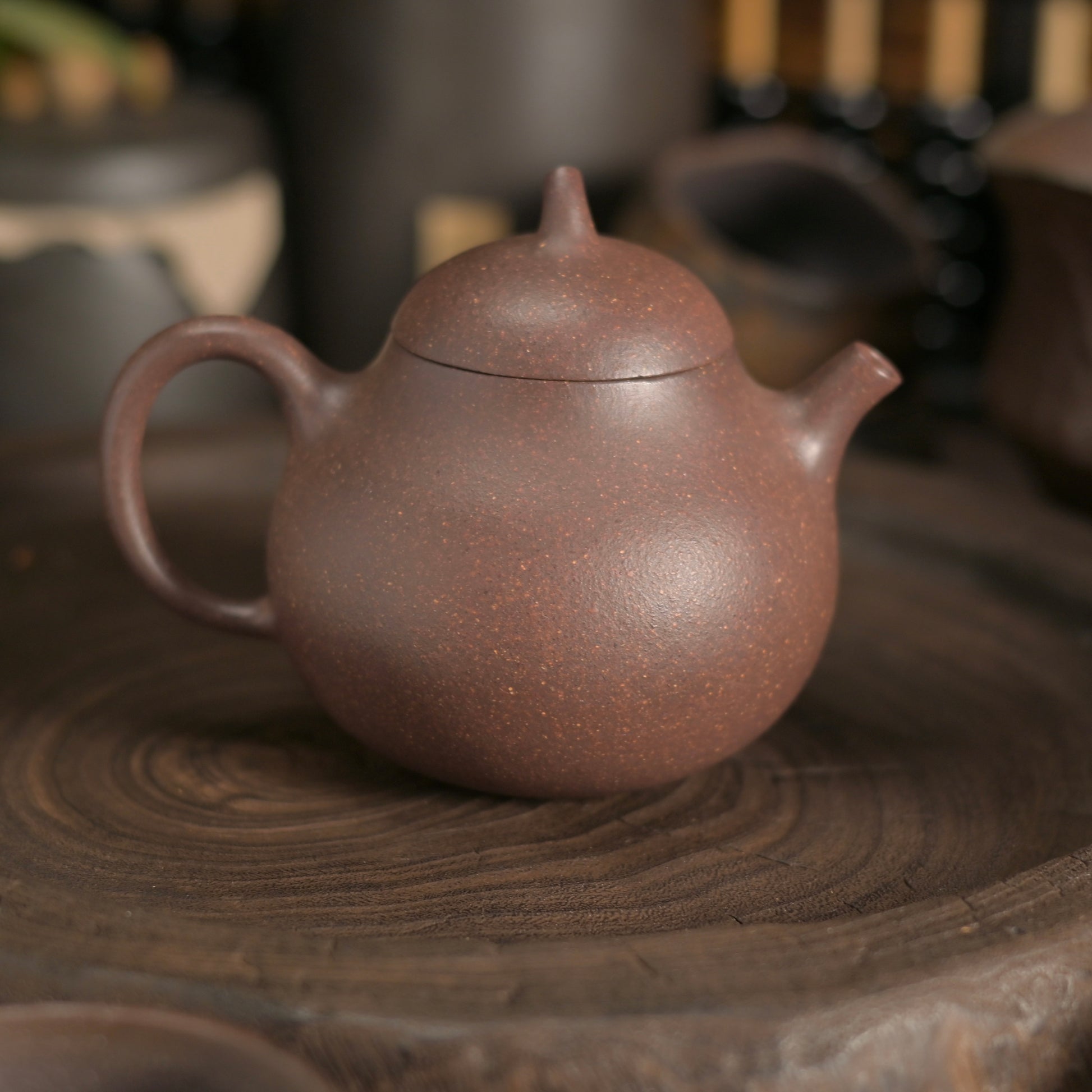 Eggplant shape purple clay teapot