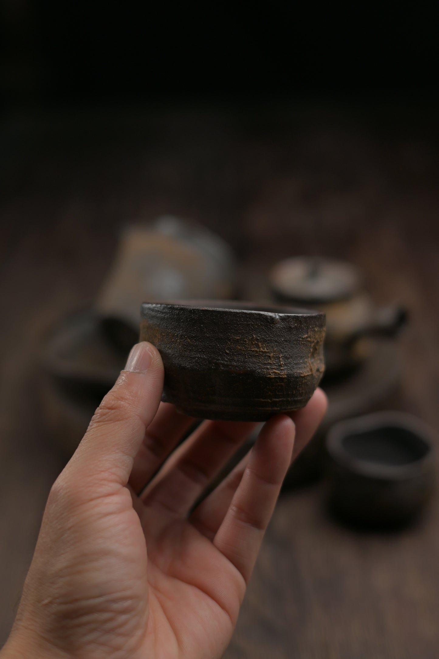Wabi-Sabi Handcrafted Wood-fired Coarse Clay Host Teacup / Guest Teacup