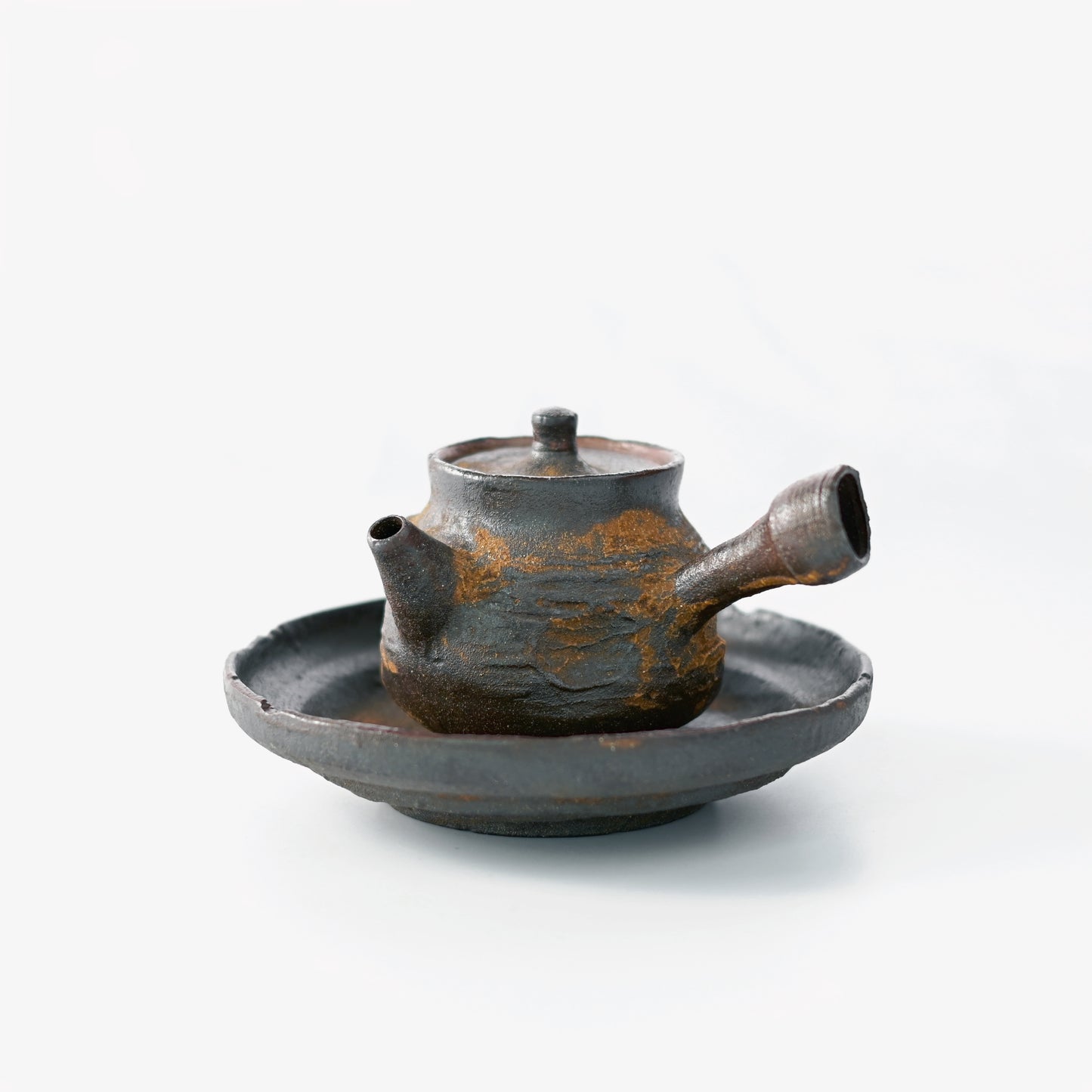 Wabi-Sabi Handcrafted Wood-fired Coarse Clay Side-Handle Teapot / Tea Set