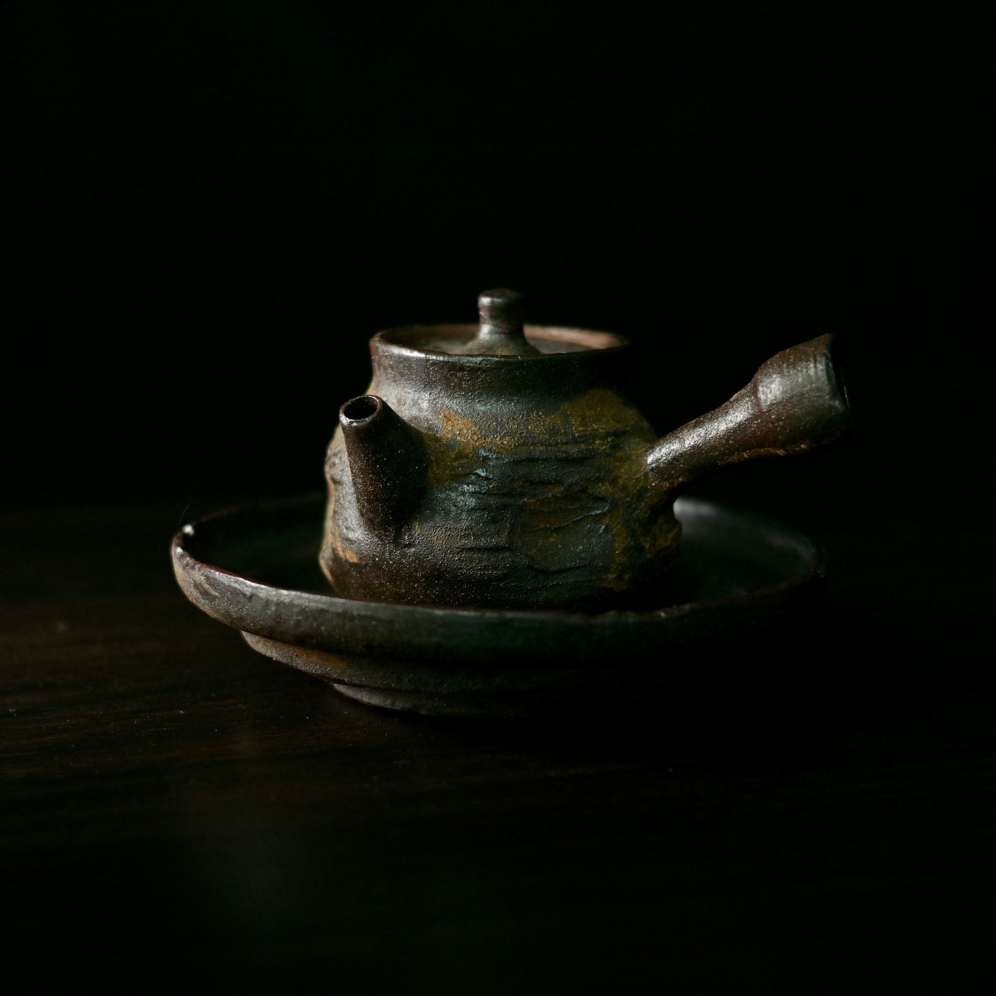 Wabi-Sabi Handcrafted Wood-fired Coarse Clay Side-Handle Teapot / Tea Set