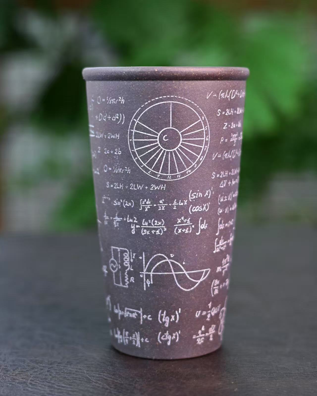 Saanwu Studio Yixing Zisha clay calculus and math equation pattern cup with large capacity of 300 ml