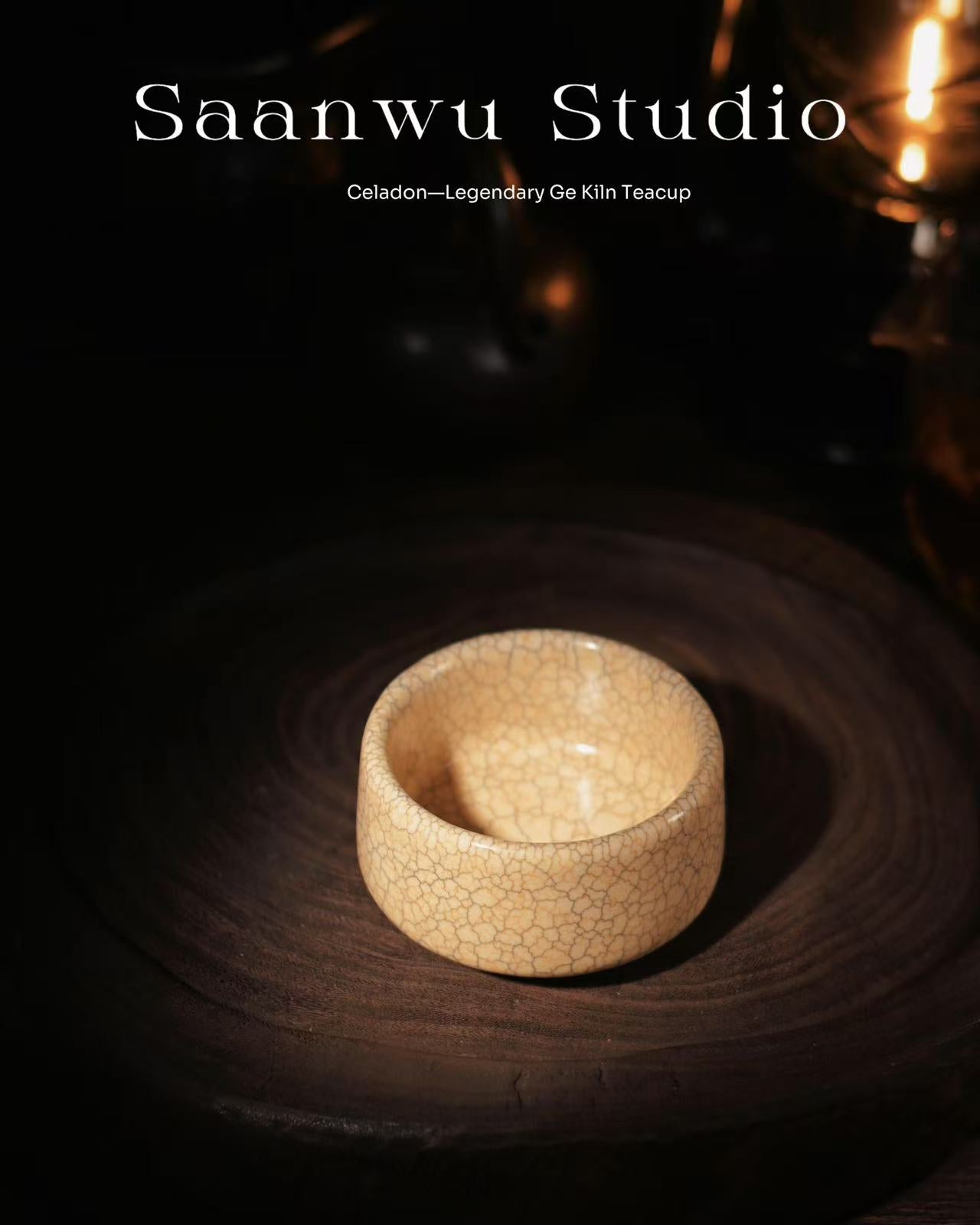 Celadon teacup with opening glaze