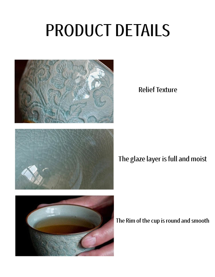 Handcrafted Lotus Relief — A Timeless Ru Kiln Masterpiece