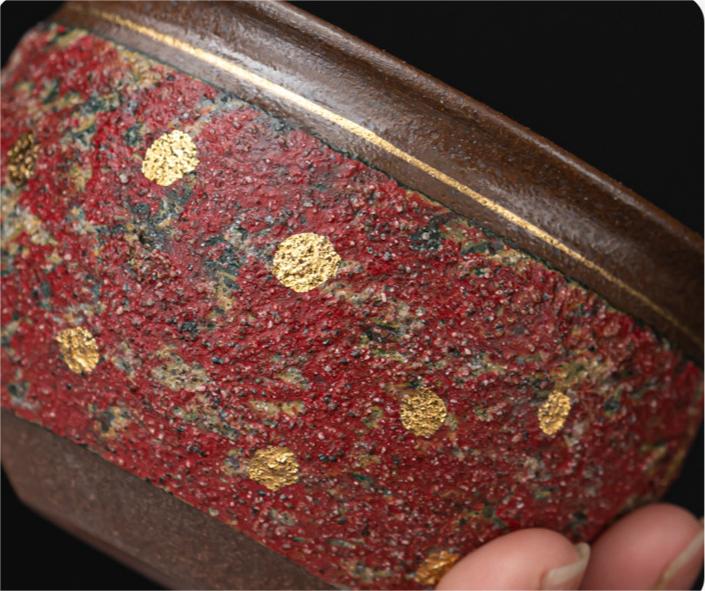 Handmade Rock Mineral Colored Rough Porcelain Gold-Painted Tea Cup