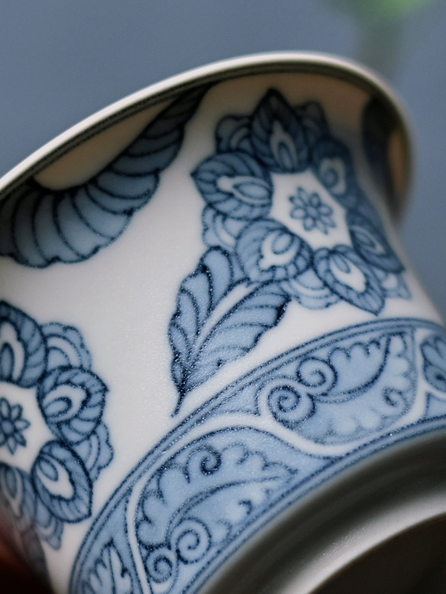 Jingdezhen Blue and White Matte Glaze Gaiwan