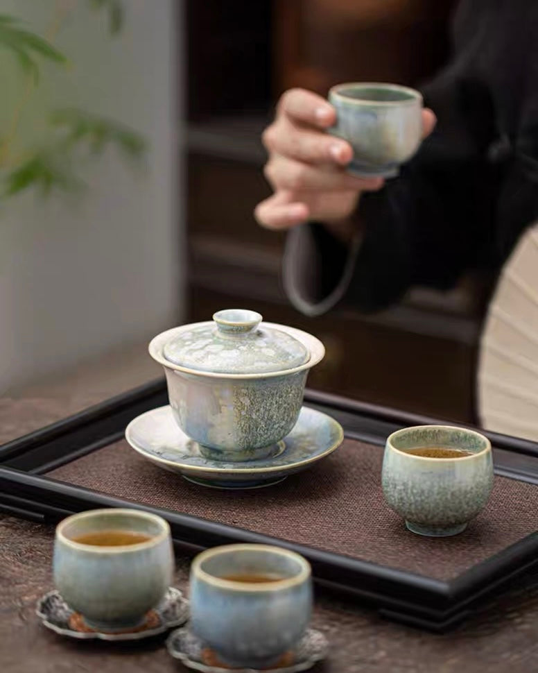 Kiln-Transformed Crystal Glaze Pine Needle Gaiwan