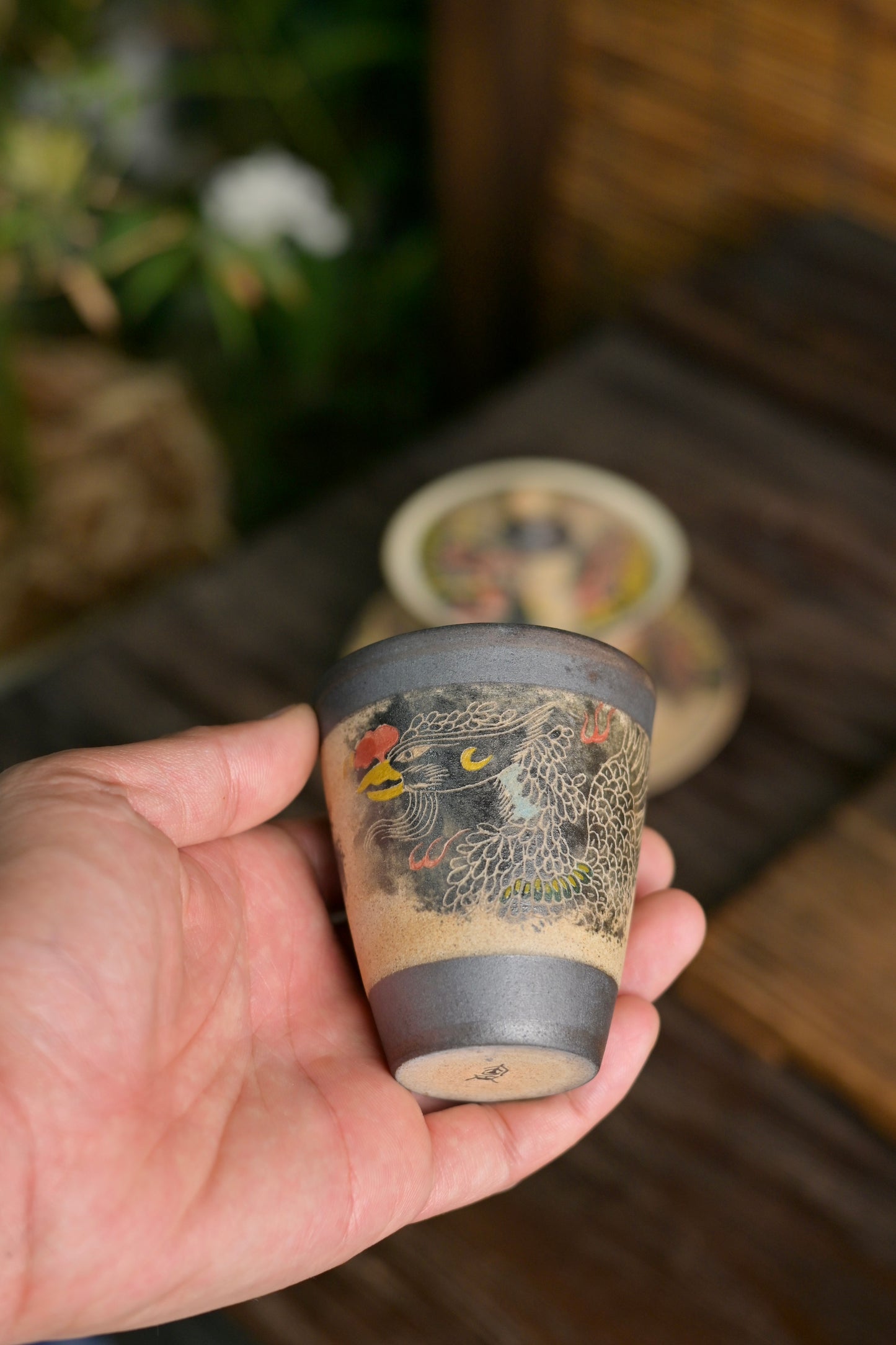 Jingdezhen Phoenix Rising Hand-Painted Clay Teacup