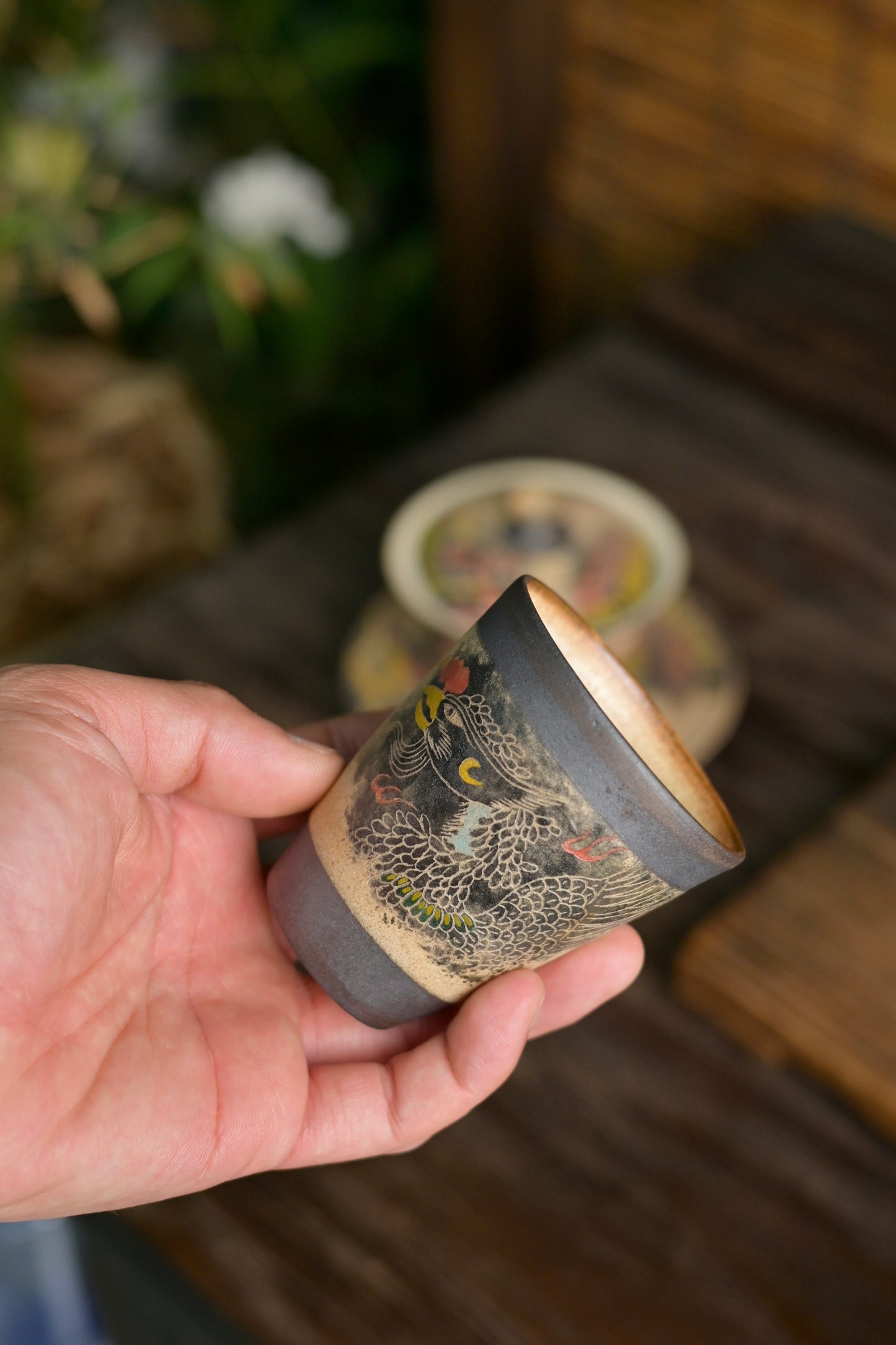 Jingdezhen Phoenix Rising Hand-Painted Clay Teacup
