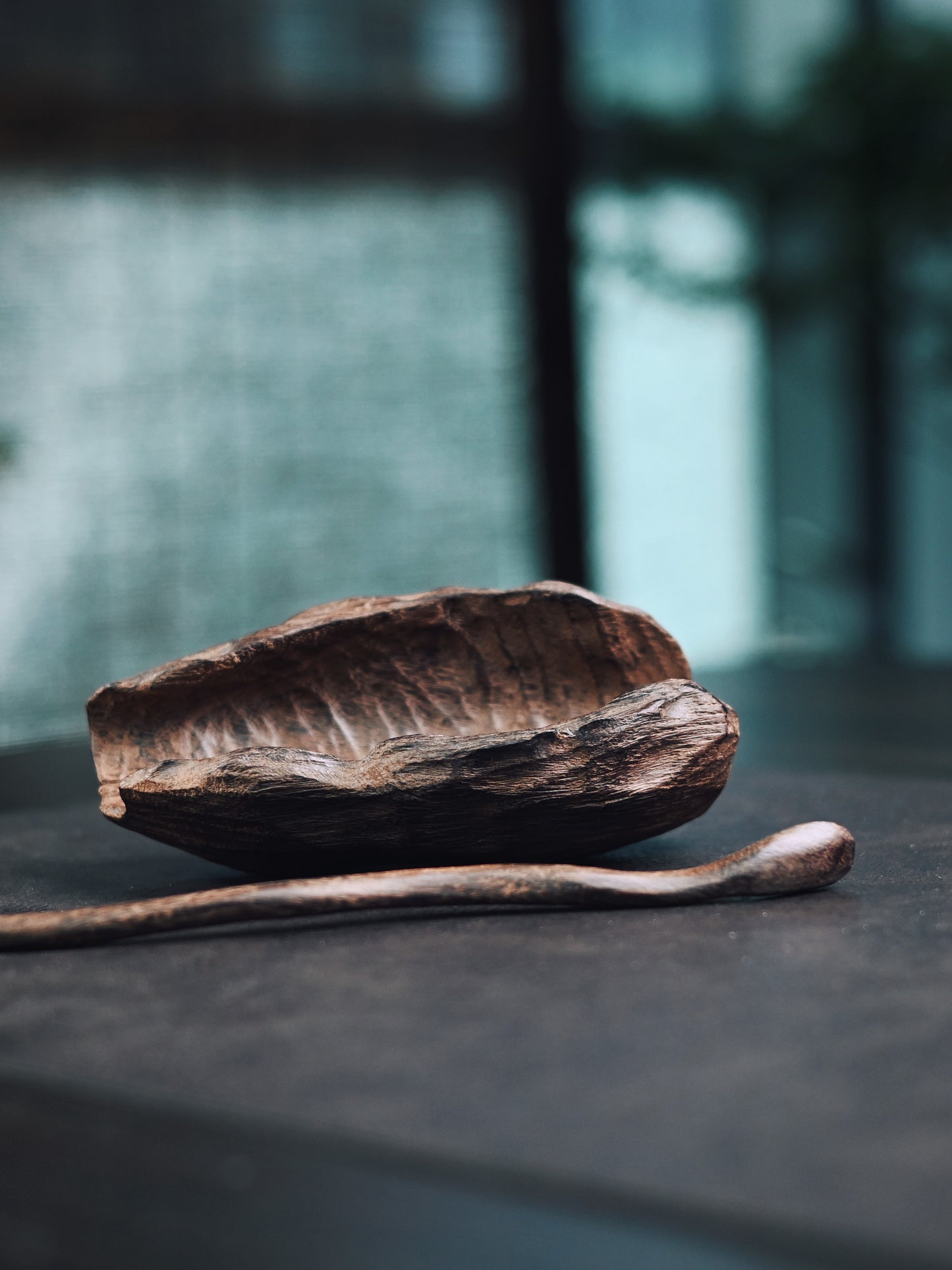 Hand-Carved Wabi-Sabi Irregular Wooden Tea Scoop