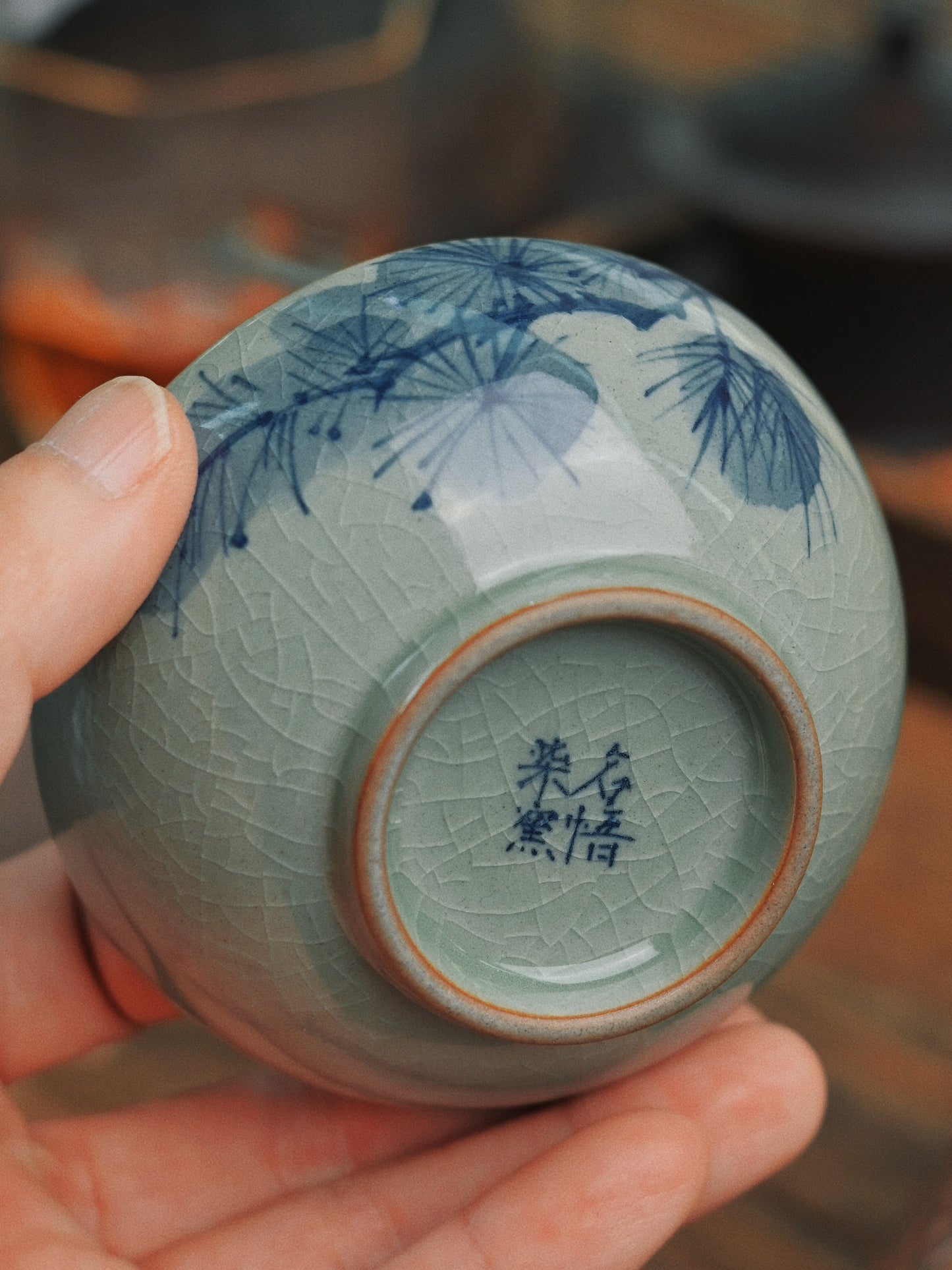 Jingdezhen Hand-Painted Underglaze Pine and Crane Pu-erh Tea Cup