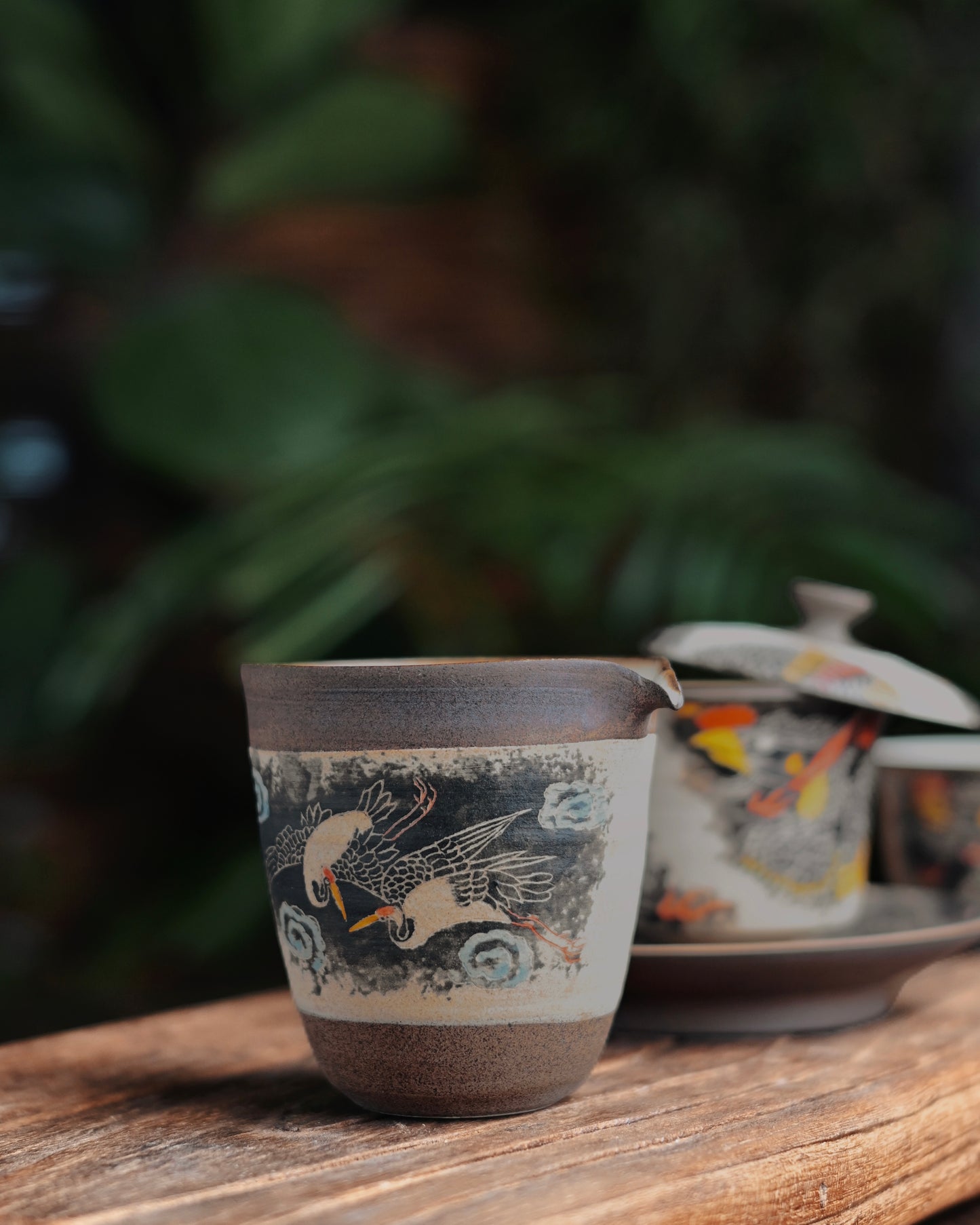 Chinese ink-wash style teacup