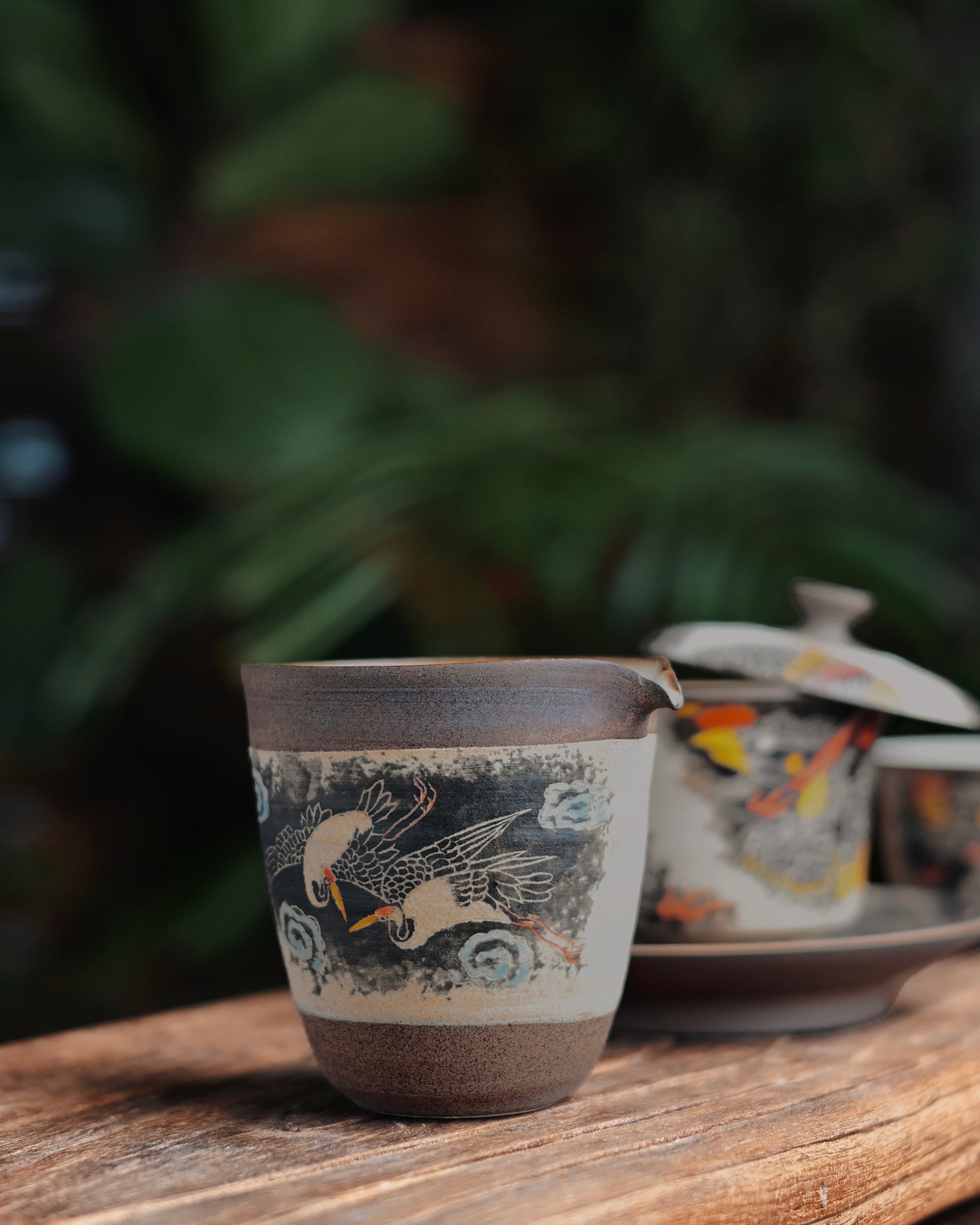 Chinese ink-wash style teacup