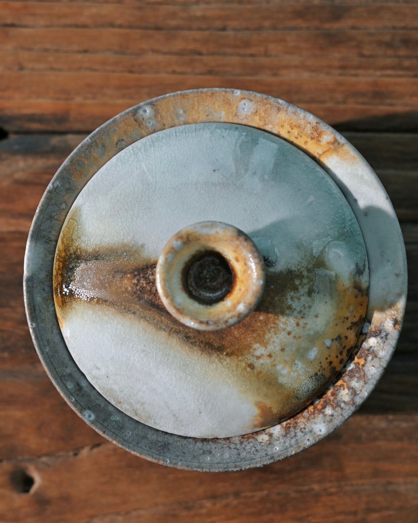 Handcrafted Jingdezhen wood-fired ceramic gaiwan with rustic texture