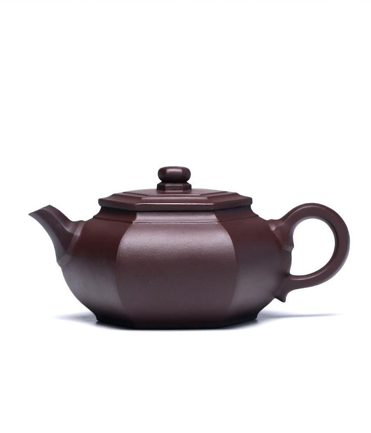 Yixing Purple Clay Teapot Handmade Hexagonal Kung Fu Teapot