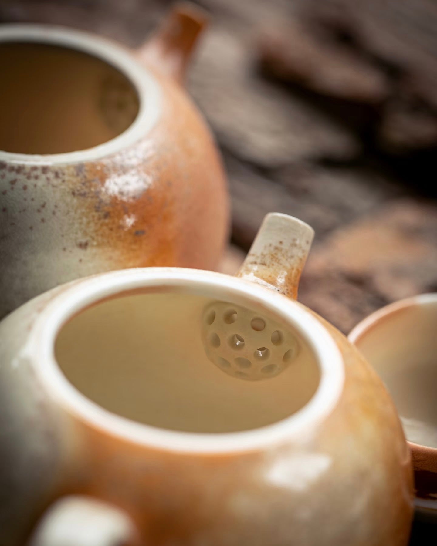 Tea mineral absorption process showing how porous clay develops character with use