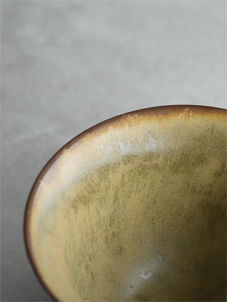 5pcs in 1 Yellow-green Ceramic Kiln Glaze Wabi-sabi Style Tea set
