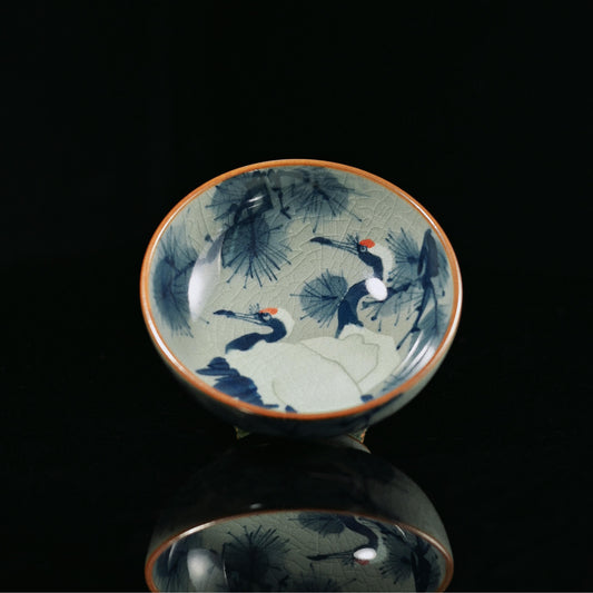 Jingdezhen  Hand-Painted Underglaze Pine and Crane Pu-erh Tea Cup