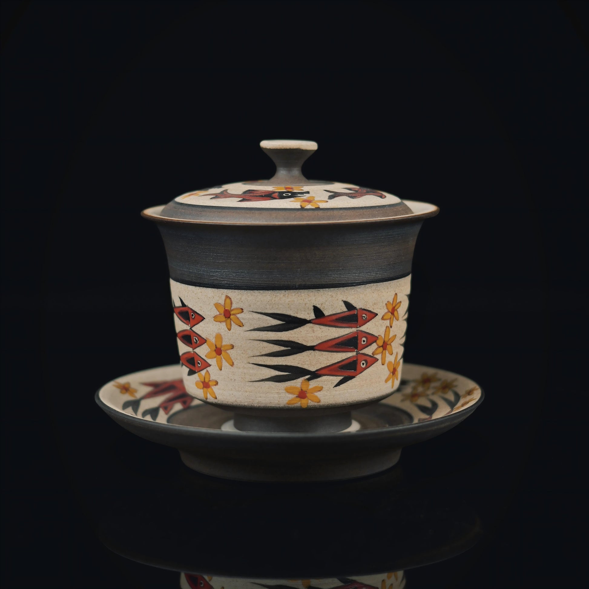 Ancient Chinese carving totem pattern Gaiwan