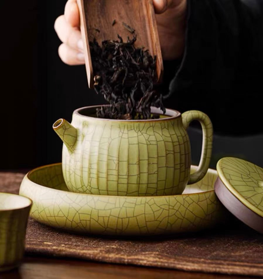 12 Pcs Full Set Longquan Celadon Ge-Kiln Tea Set