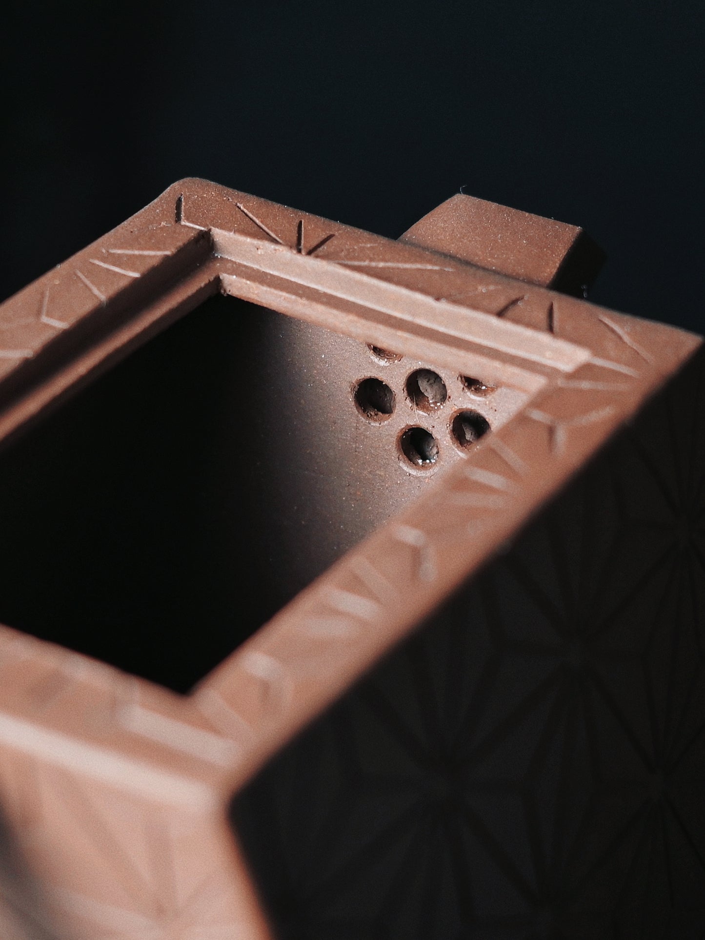 Yixing Purple Clay Geometric Rhombus Zisha Teapot