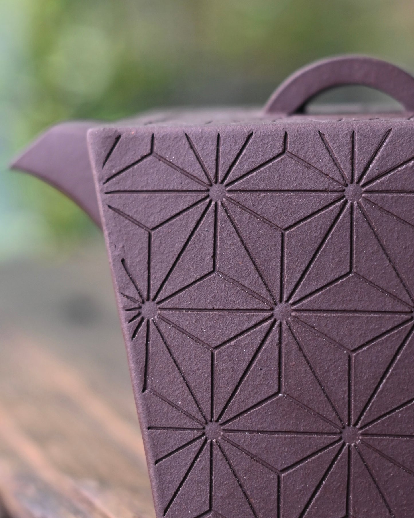 Yixing Purple Clay Geometric Rhombus Zisha Teapot