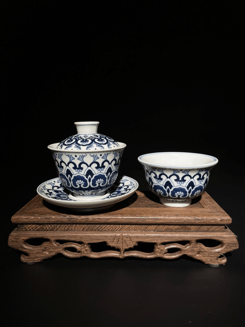 Blue and White Lotus Scrolling Pattern Cup with Baoxiang Design