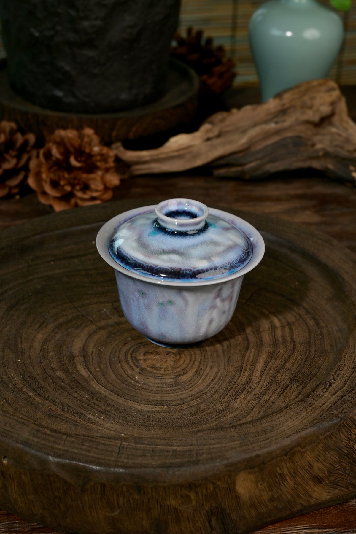 Master-crafted wood-fired soda kiln small gaiwan 80ml built for precise high-aroma tea steeping