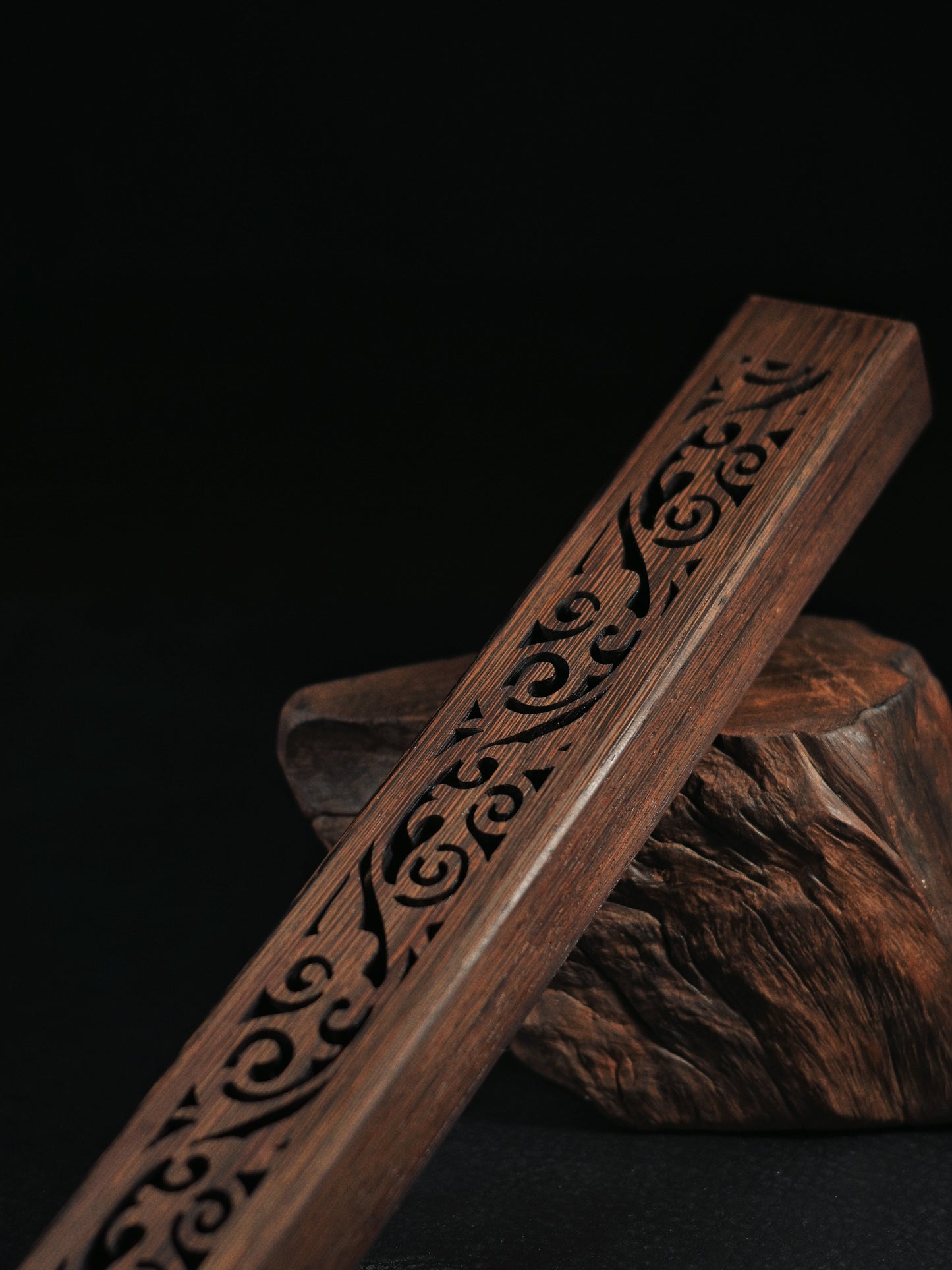 Hollow Carved Wenge Wood Incense Sticks Burner